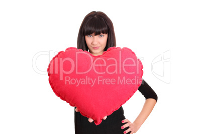 beauty girl with big red heart