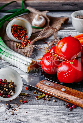 Appetizer with marinated tomatoes