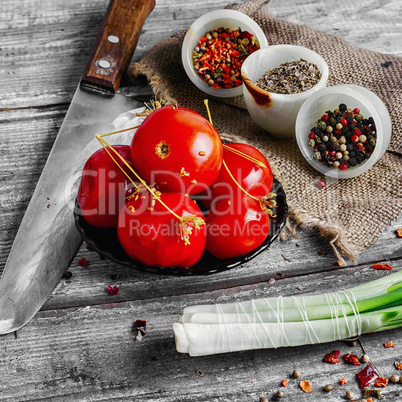 Appetizer with marinated tomatoes
