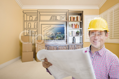 Male Construction Worker In Room With Drawing of Entertainment U