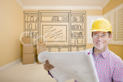 Male Construction Worker In Room With Drawing of Entertainment U