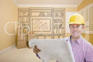 Male Construction Worker In Room With Drawing of Entertainment U