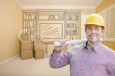 Male Construction Worker In Room With Drawing of Entertainment U