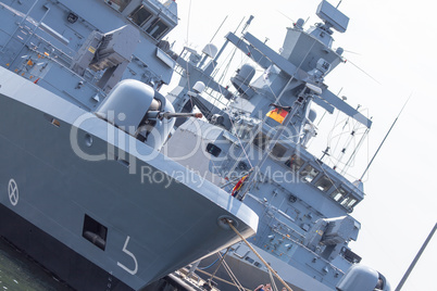 two german frigates on a harbor