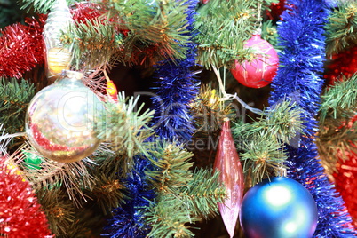 toys on green christmas fir