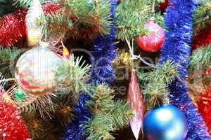 toys on green christmas fir