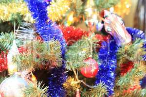 toys on green christmas fir