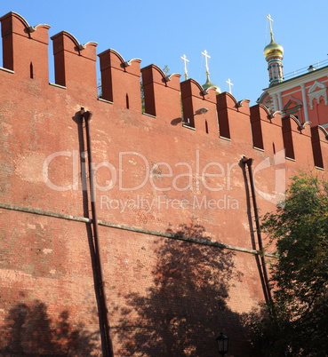 Kremlin wall on sky background