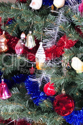 toys on green christmas fir