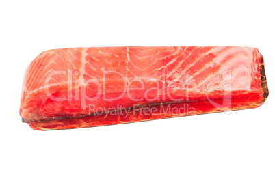 piece of red fish fillet isolated on white