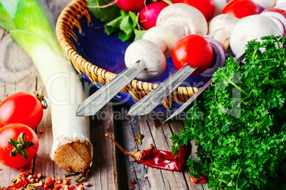 Vegetables on skewers