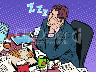 Man businessman sleeping on the job