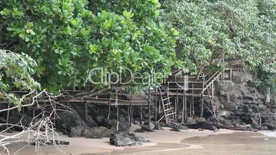 wooden bridge wide viewing, no people. Ao Nang, Thailand