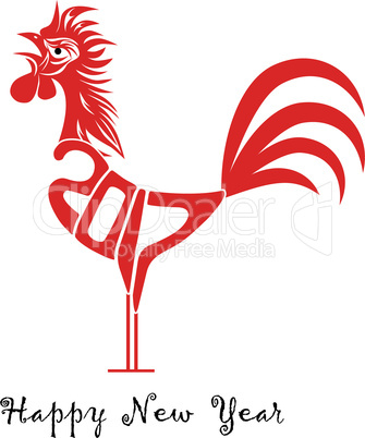 Rooster bird concept of Chinese New Year of the Rooster. Vector hand drawn sketch illustration.