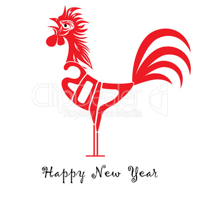 Rooster bird concept of Chinese New Year of the Rooster. Vector hand drawn sketch illustration.