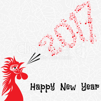 Rooster bird concept of Chinese New Year of the Rooster. Vector hand drawn sketch illustration.