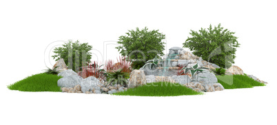 Decorative pond on a white background