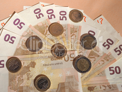 Euro coins and notes