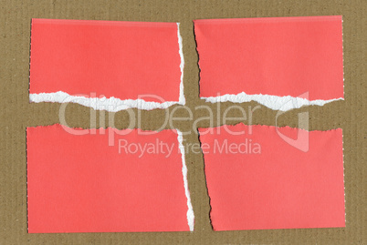 Red Torn paper pieces