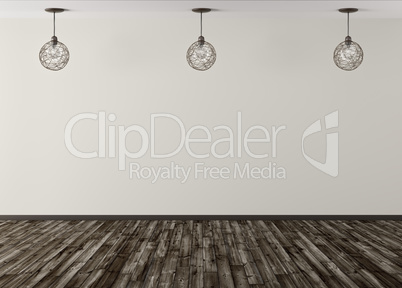 Three lamps against of beige wall background 3d rendering