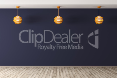 Interior backgroundwith three lamps 3d rendering