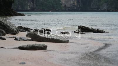 stones on the beach. Ao Nang beach, Krabi, Thailand