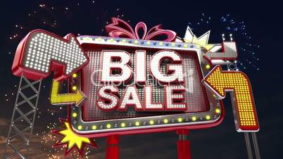 Sale sign 'Big Sale' in led light billboard promotion.