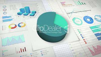 70 percent Pie chart with various economic finances graph version 2.(no text)