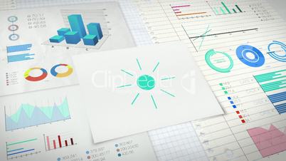 40 percent Pie chart with various economic finances graph version 2.(no text)