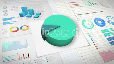 10 percent Pie chart with various economic finances graph version 2.(no text)