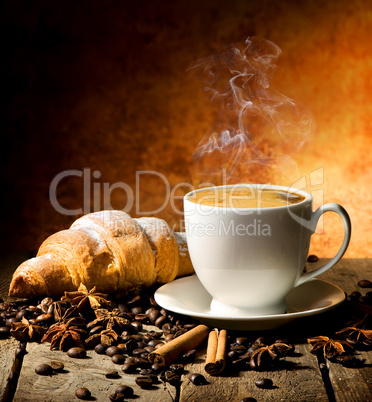 Fresh croissant and coffee