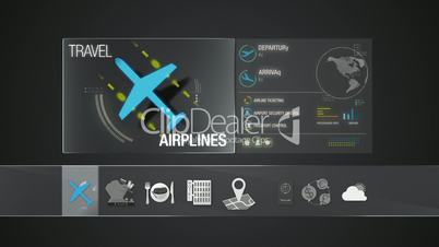 Airline icon for travel contents.Digital display application.(included Alpha)