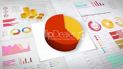 40 percent Pie chart with various economic finances graph.(no text)