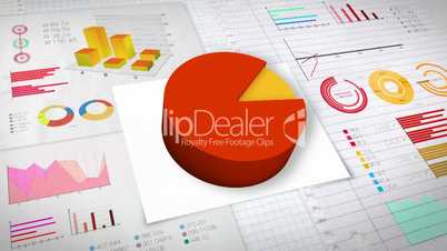 90 percent Pie chart with various economic finances graph.(no text)