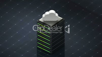 Database symbol and Cloud. Database server web hosting icon 3D