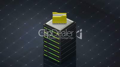 Database symbol and folder. Database server web hosting icon 3D