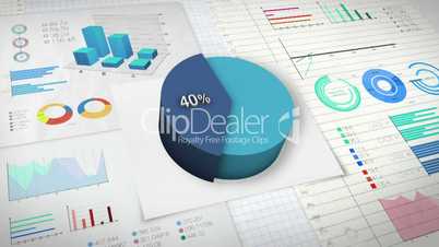 40 percent Pie chart with various economic finances graph version 2.(no text)