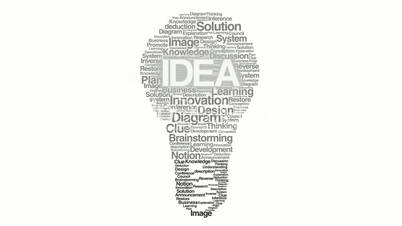 Numerous texts makes bulb light, showing 'IDEA' 2