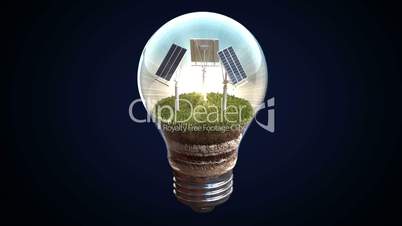 Solar energy makes the electric bulb, Eco-friendly energy.