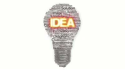 Numerous texts makes bulb light, showing 'IDEA' 3