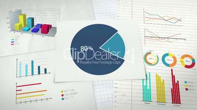 Pie chart indicated 80 percent, and various graphic diagram.