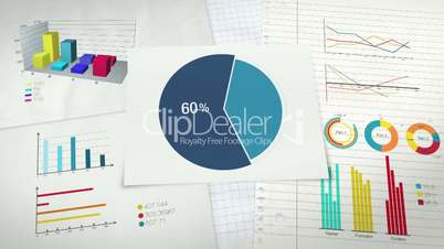 Pie chart indicated 60 percent, and various graphic diagram.