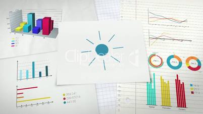 Pie chart indicated 40 percent, and various graphic diagram.