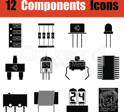 Set of electronic components icons