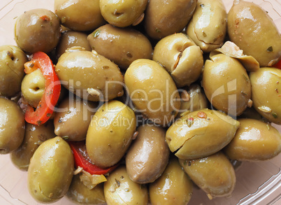 Green olives vegetables background