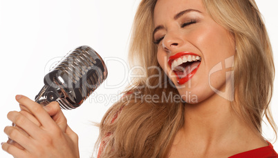 sexy blonde singer singing