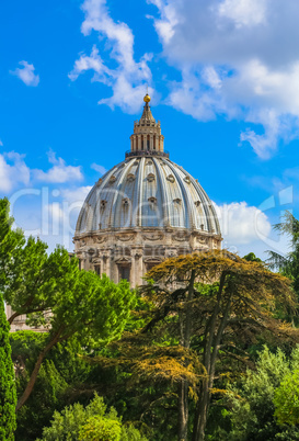 Vatican Palace is seen above the treetops