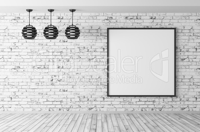 Interior with lamps and poster 3d render