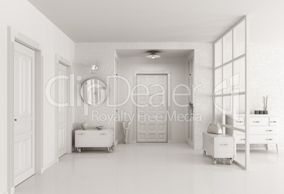 White hall interior 3d render