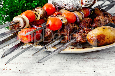 Meat roasted on skewers